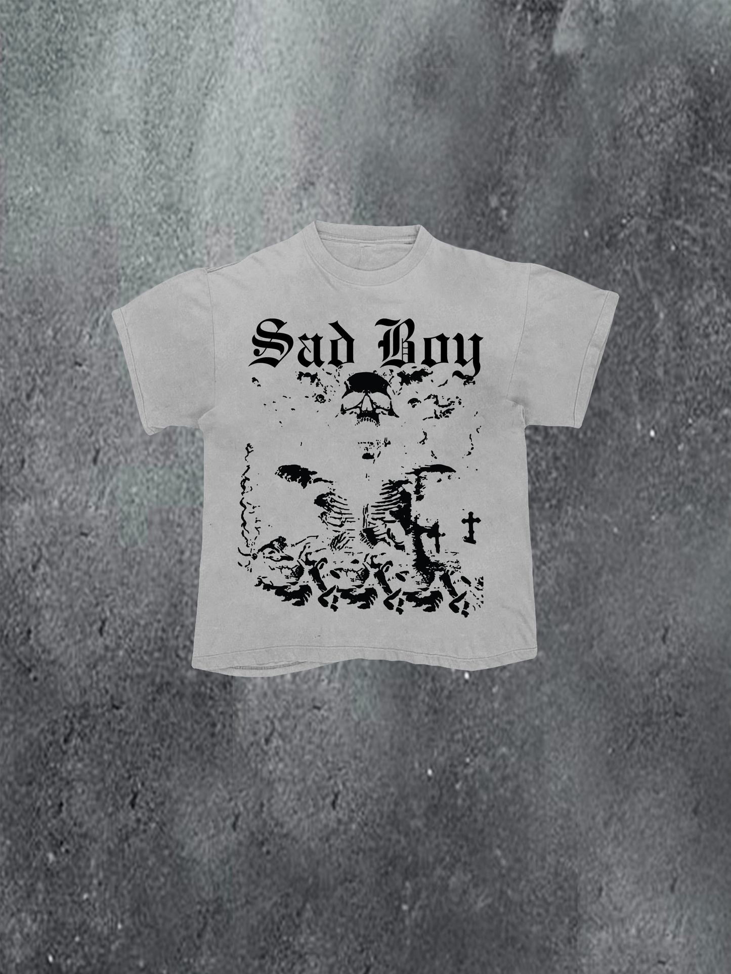 Sad Boy Skeleton Crosses Tee