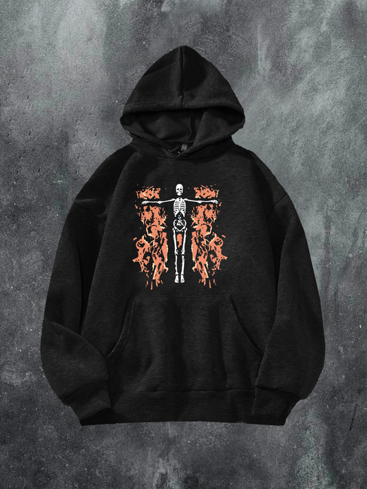 Skeleton Trapped in Fire Hoodie