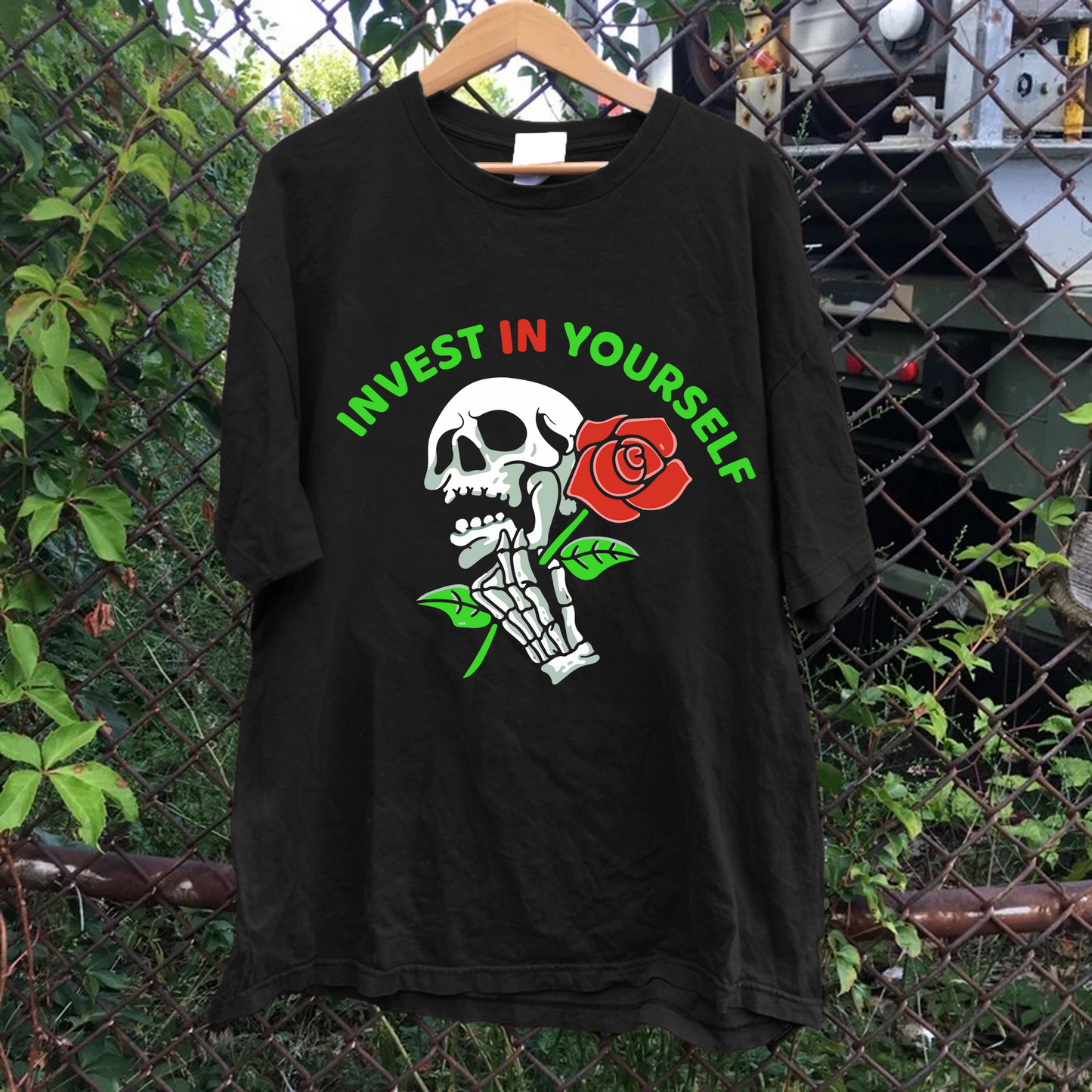 Invest In Yourself Skeleton Rose Tee