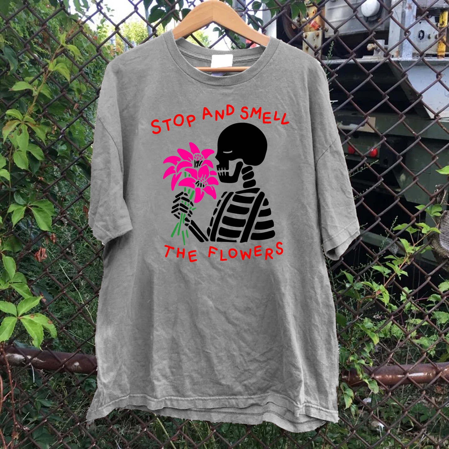 Stop And Smell The Flowers Skeleton Tee
